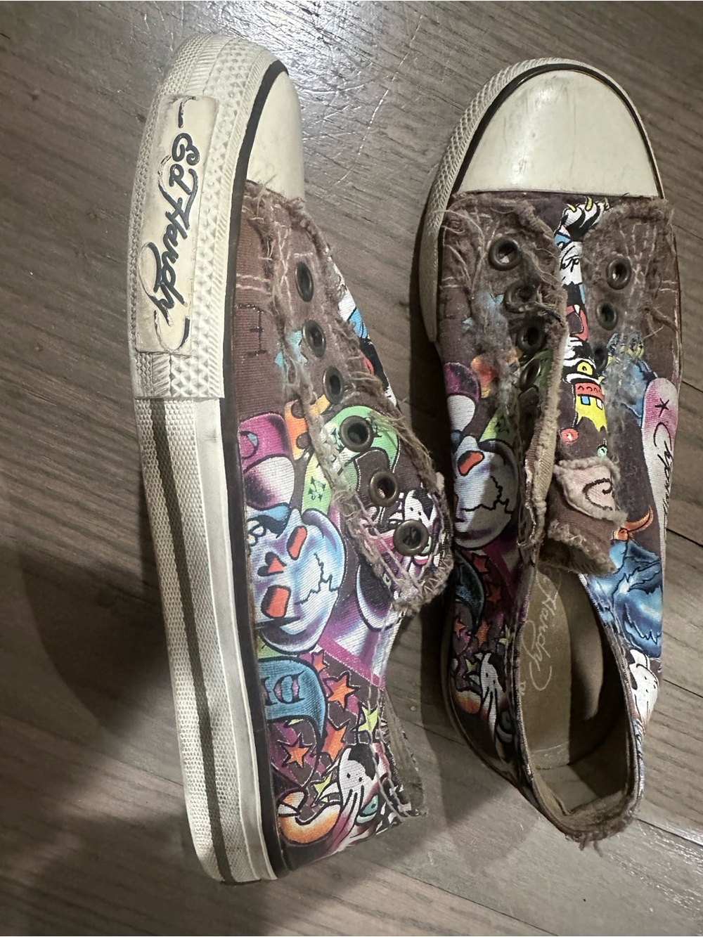 Ed Hardy Graphic Slip-On Canvas Sneakers - Multicolor